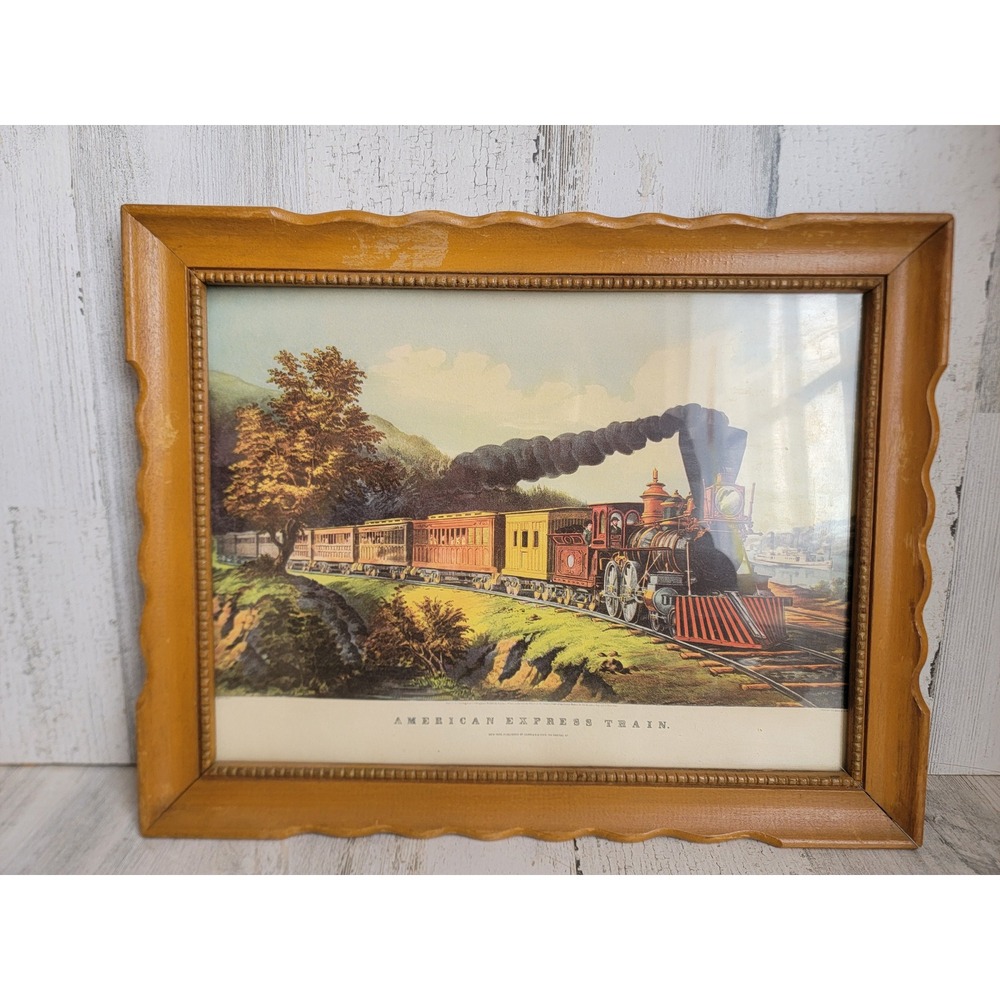 American Express train reliance framed hanging coal car home decor passenger